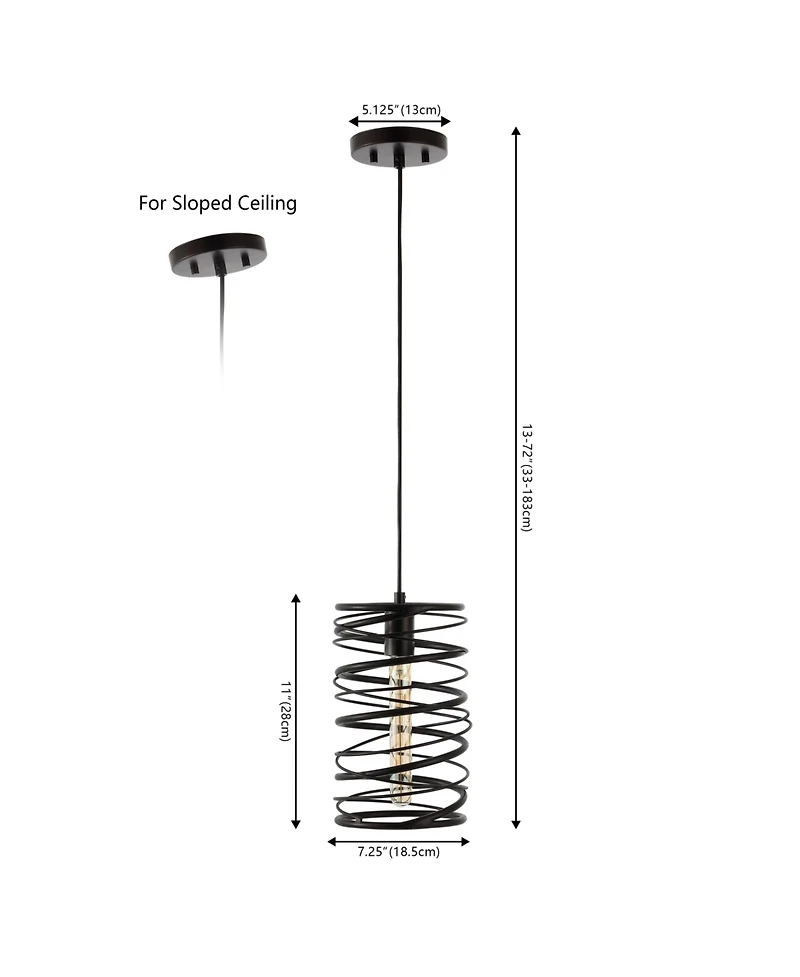Jonathan Y Helisa 7.25" 1-Light Modern Contemporary Iron Spiral Led Pendant