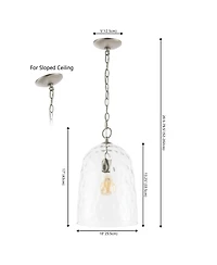 Jonathan Y Matilda 10" 1-Light Industrial Designer Iron/Dimple Glass Dome Led Pendant, Nickel/Clear