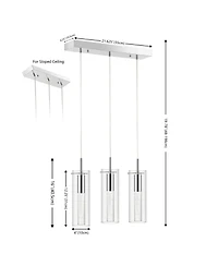 Jonathan Y Mium 21.63" 3-Light Modern Style Iron/Crystal/Glass Integrated Led Linear Pendant, Chrome