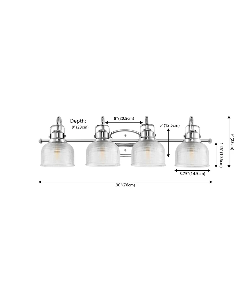 Jonathan Y Virginia 30" 4-Light Metal/Glass Led Vanity Light, Chrome