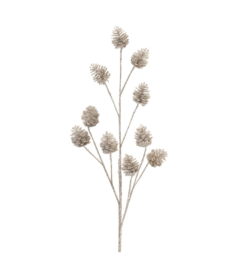 Set of 6 Glitter Pine Cone Sprays Perfect for Holiday and Winter Decor