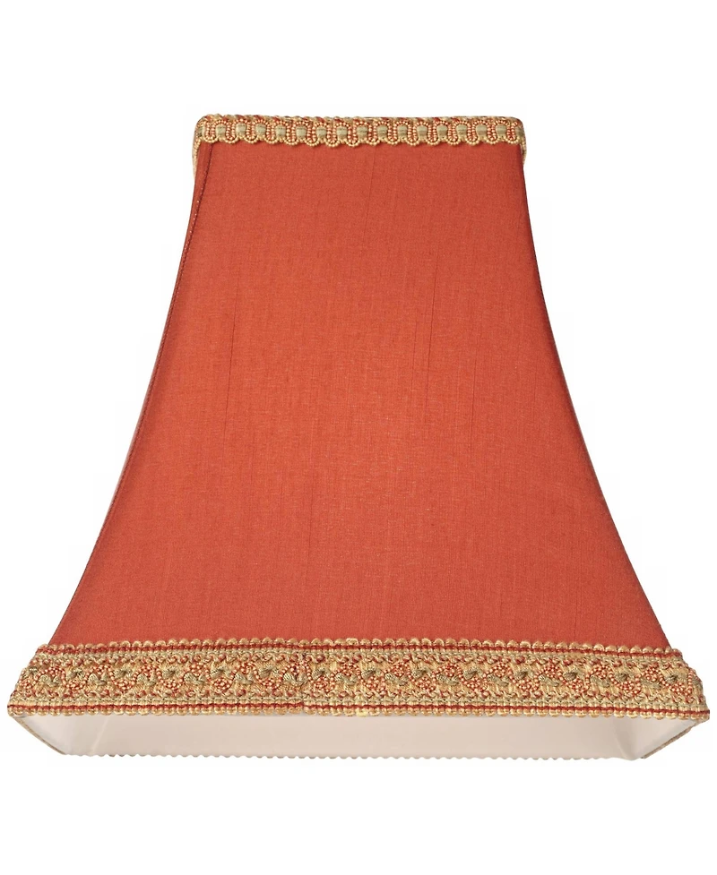 Springcrest Rust Small Square Sided Lamp Shade 5" Top x 10" Bottom x 9" Height (Spider) Replacement with Harp and Finial