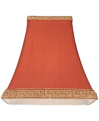 Springcrest Rust Small Square Sided Lamp Shade 5" Top x 10" Bottom x 9" Height (Spider) Replacement with Harp and Finial