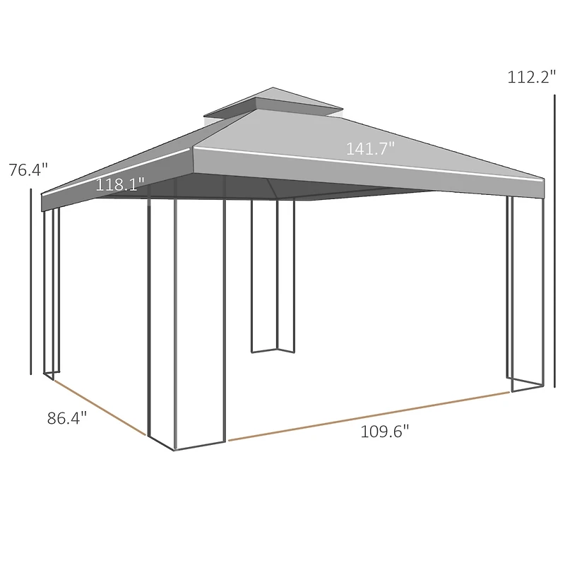 Outsunny Decorative Outdoor Gazebo with Corner Shelves