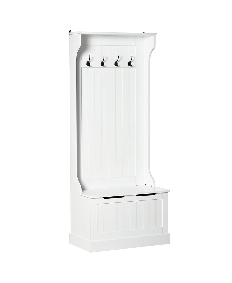 Homcom Hall Tree with Coat Rack, Storage and Sitting Bench, White