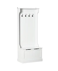 Homcom Hall Tree with Coat Rack, Storage and Sitting Bench, White