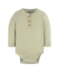 Gerber Baby Girls Henley Long Sleeve Bodysuits, 2-Pack