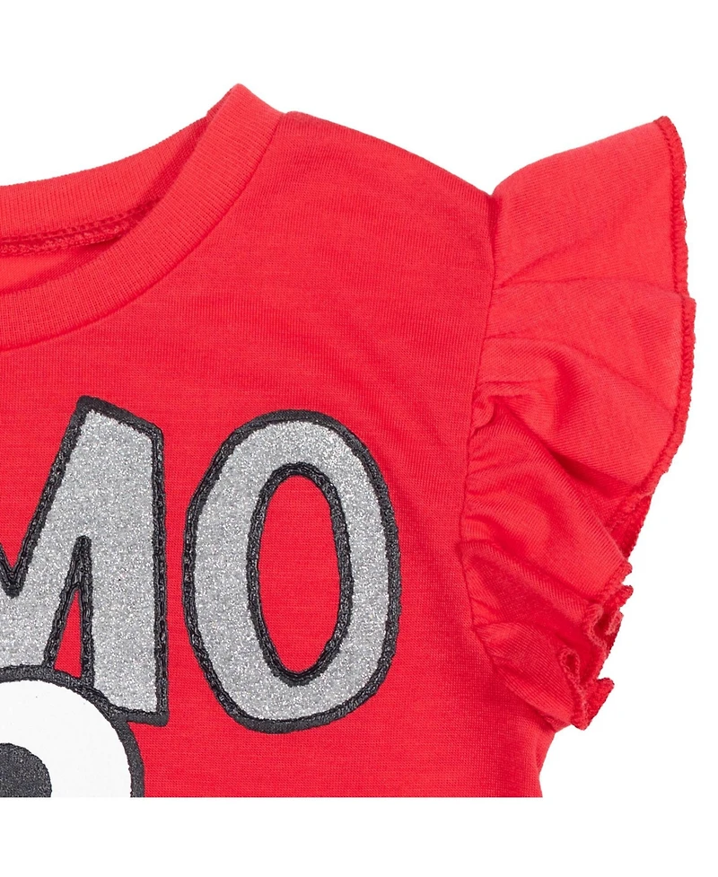 Sesame Street Little Girls Elmo Peplum T-Shirt and French Terry Shorts Outfit Set