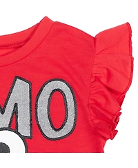 Sesame Street Little Girls Elmo Peplum T-Shirt and French Terry Shorts Outfit Set