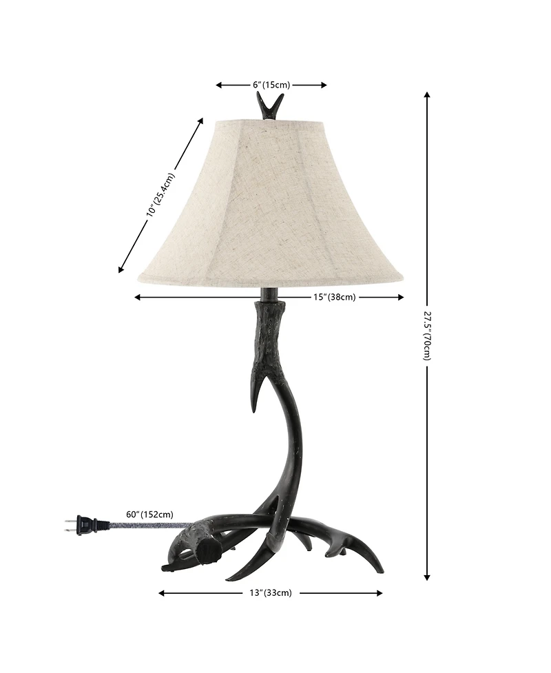 Jonathan Y Antler 27.5" Rustic Resin Led Table Lamp, Beige