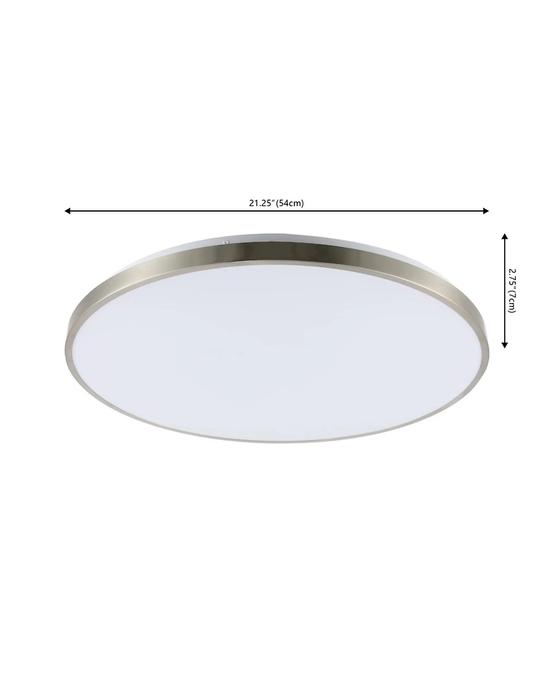 Jonathan Y Astrid 21.25" 1-Light Modern Minimalist Iron Circle Integrated Led Flush Mount, Brushed Nickel