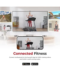 Sunny Health & Fitness Premium Smart Treadmill with Auto Incline, Speed Buttons, Double Deck Technology, Digital Performance Display, Bmi Calculator a