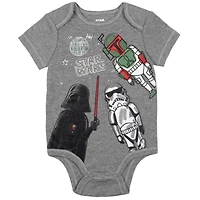 Star Wars Baby Boys Chewbacca C-3PO R2-D2 Darth Vader Yoda 5 Pack Short Sleeve Bodysuits