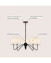 Jonathan Y Skylar 32" 5-Light Classic Minimalist Iron Inverted Gourd Led Chandelier, Black