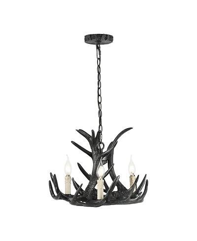 Jonathan Y Nelle 18" Adjustable Resin Antler 3-Light Dimmable Led Chandelier, Black