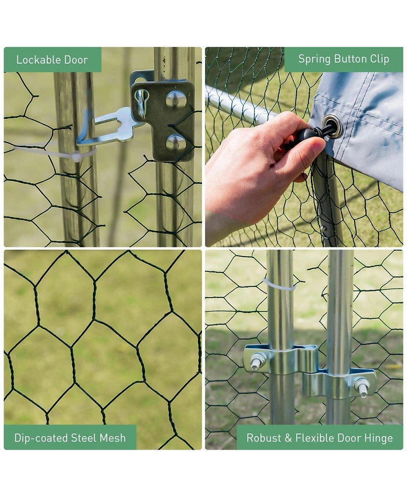 Skonyon 6.2 Feet/12.5 Feet/19 Feet Large Metal Coop Outdoor Galvanized Dome Cage with Cover