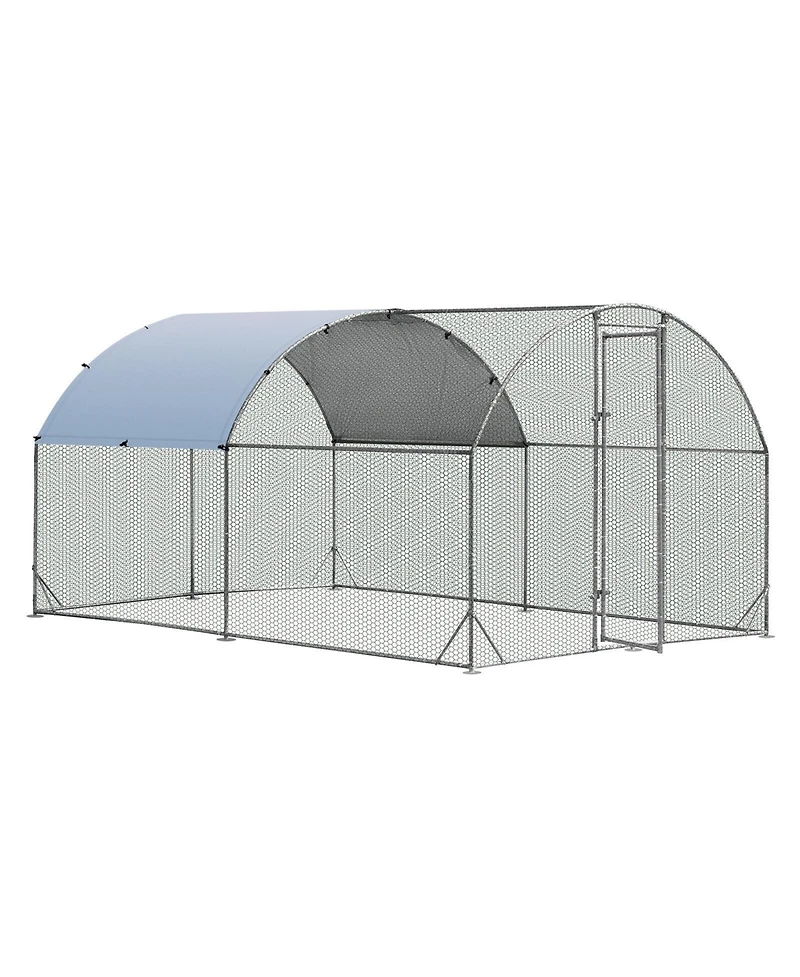 Skonyon 6.2 Feet/12.5 Feet/19 Feet Large Metal Coop Outdoor Galvanized Dome Cage with Cover