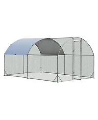 Skonyon 6.2 Feet/12.5 Feet/19 Feet Large Metal Coop Outdoor Galvanized Dome Cage with Cover