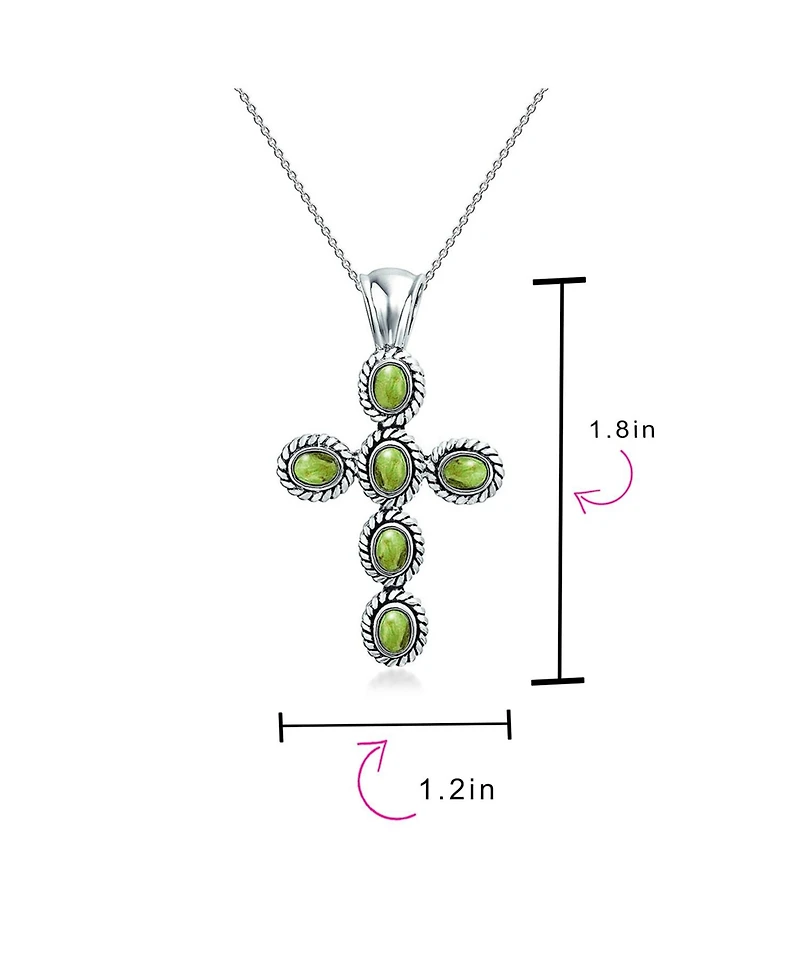 Bling Jewelry South Western Style Blue Natural Lapis Lazuli Rope Bezel Set Cross Pendant Sterling Silver Necklace 18 In Chain 1.5 In