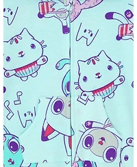 Dreamworks Gabby's Dollhouse Girls Pandy Paws Cakey Cat MerCat Fleece Zip Up Coverall to