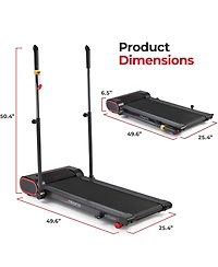 Sunny Health & Fitness Under Desk Smart Treadpad, Slim Walking Treadmill with Arm Exerciser