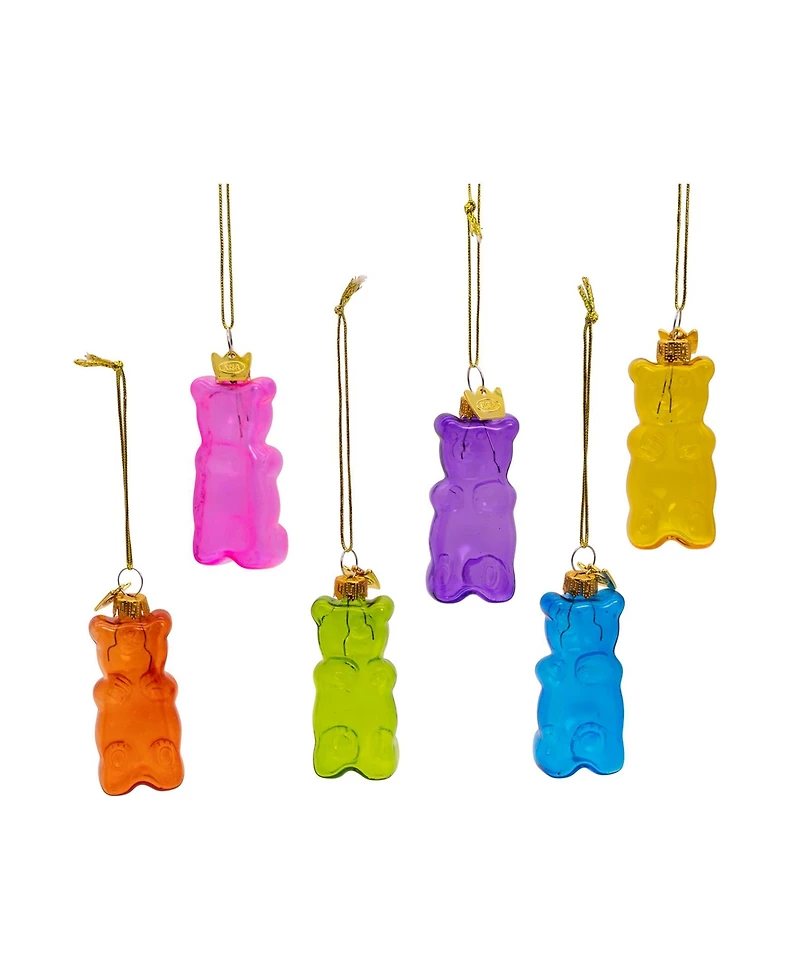 Kurt Adler Noble Gems Glass Gummy Bear Ornaments 6-Piece Set
