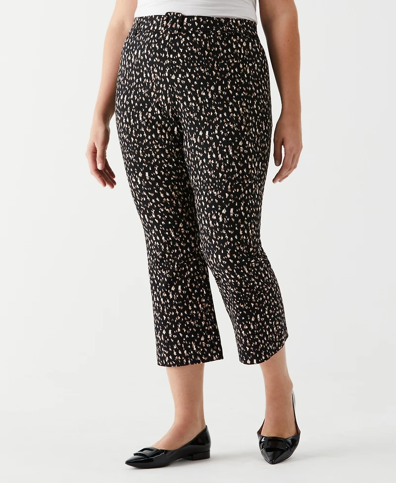 Ella Rafaella Plus Size Printed Crop Bootcut Pant with Belt