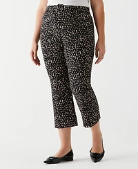 Ella Rafaella Plus Size Printed Crop Bootcut Pant with Belt