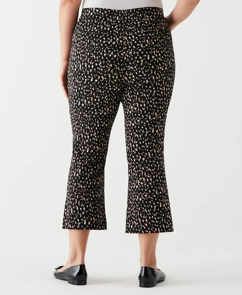 Ella Rafaella Plus Size Printed Crop Bootcut Pant with Belt