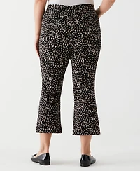 Ella Rafaella Plus Size Printed Crop Bootcut Pant with Belt