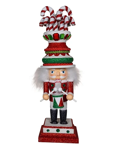 Kurt Adler 16-Inch Hollywood Candy Cane Hat with Drum Nutcracker