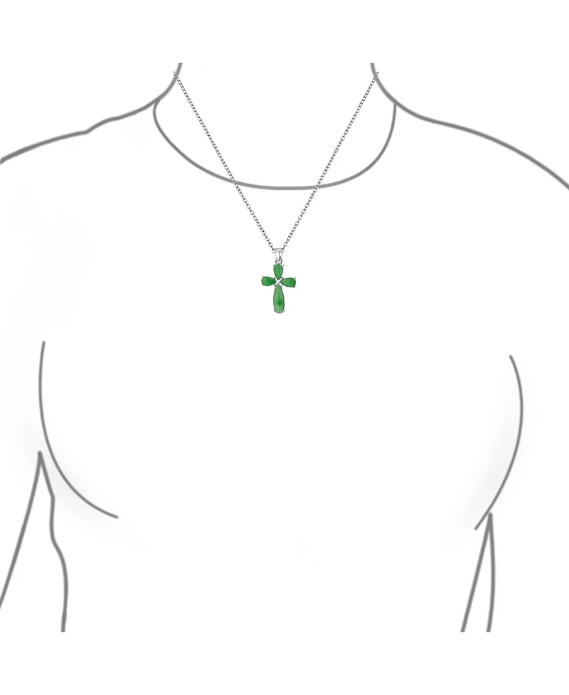 Bling Jewelry Timeless Fashion Black Onyx Green Jade Cross Pendant Necklace in Sterling Silver