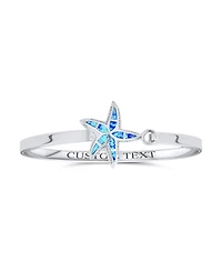 Bling Jewelry Nautical Beach Starfish Synthetic Blue Opal Bangle Bracelet Sterling Silver