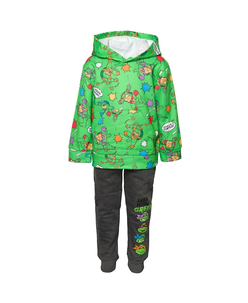 Teenage Mutant Ninja Turtles Fleece Pullover Hoodie and Pants Outfit Set Toddler to Big Kid Sizes (2T