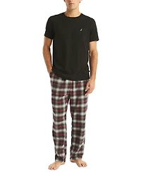 Nautica Men's Plaid Pajama Pants & Solid Pajama T-Shirt Set