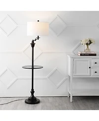 Jonathan Y Cora 60" Metal/Glass Led Side Table and Floor Lamp, Black