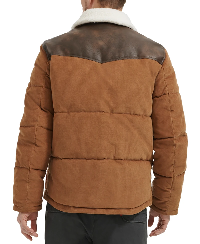 Levi's Men's Mixed-Media Western Puffer Jacket
