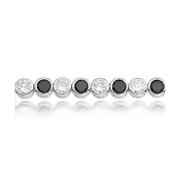 Bling Jewelry Formal Holiday Party 10CT Black White Alternating Cubic Zirconia Bubble Circle Bezel Solitaire Cz Tennis Bracelet Sterling Silver 7 Inch