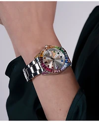 Guess Women's Date Silver Steel Watch 34mm