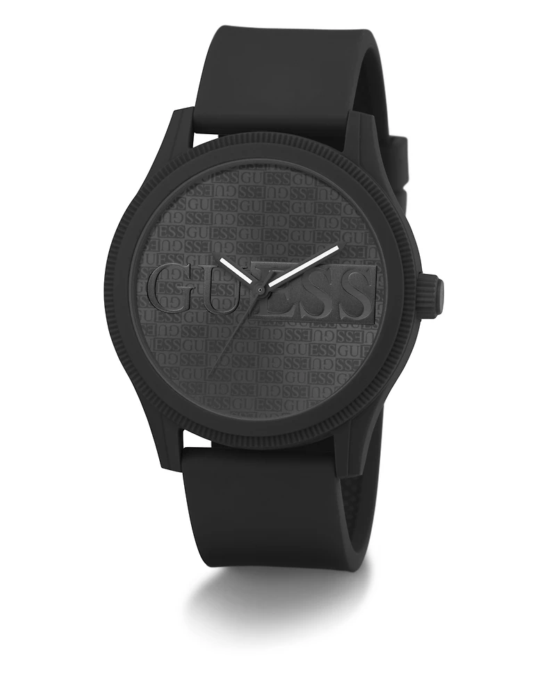 Guess Men's Analog Black Silicone Watch 45mm