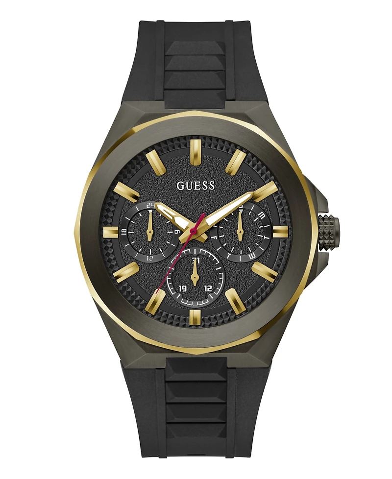 Guess Men's Multi-Function Black Silicone Watch 46mm