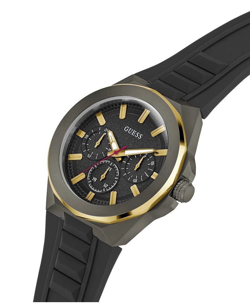 Guess Men's Multi-Function Black Silicone Watch 46mm