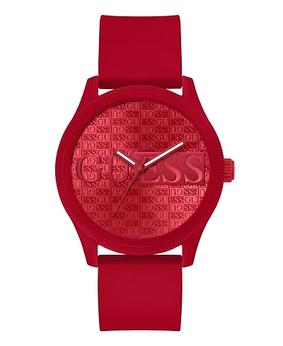 Guess Men's Analog Red Silicone Watch 45mm