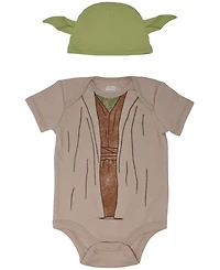 Starwars Baby Boys Star Wars The Mandalorian The Darth Vader R2-D2 Baby Cosplay Bodysuit and Hat Set Newborn to