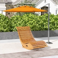 Outsunny Outdoor Rocking Chair w/ Slatted Seat, Wooden Rocking Chair,