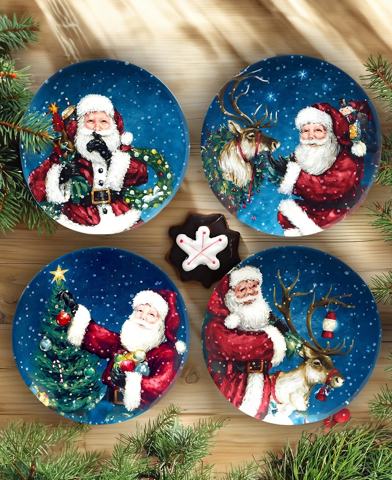 Certified International Santa's Secret Dessert Plates, Set of 4