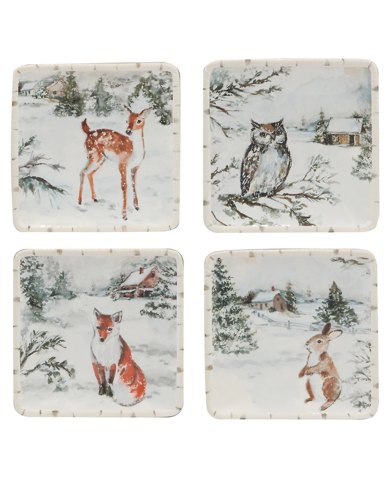 Certified International Winter's Frost Canape Plates, Set of 4