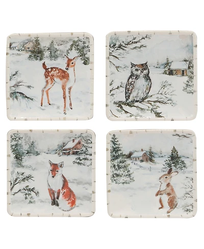 Certified International Winter's Frost Canape Plates, Set of 4