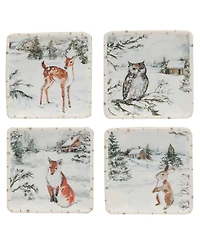 Certified International Winter's Frost Canape Plates, Set of 4