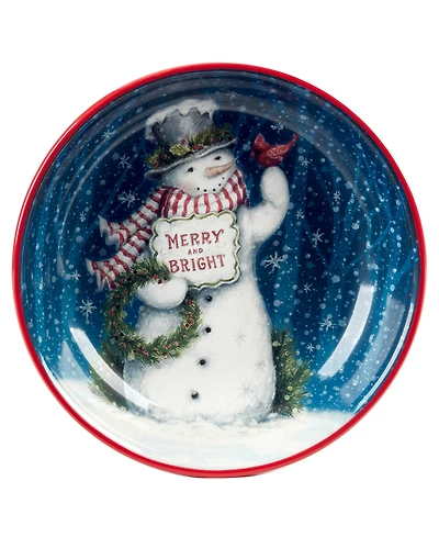 Certified International Snowman Greetings Serving Bowl
